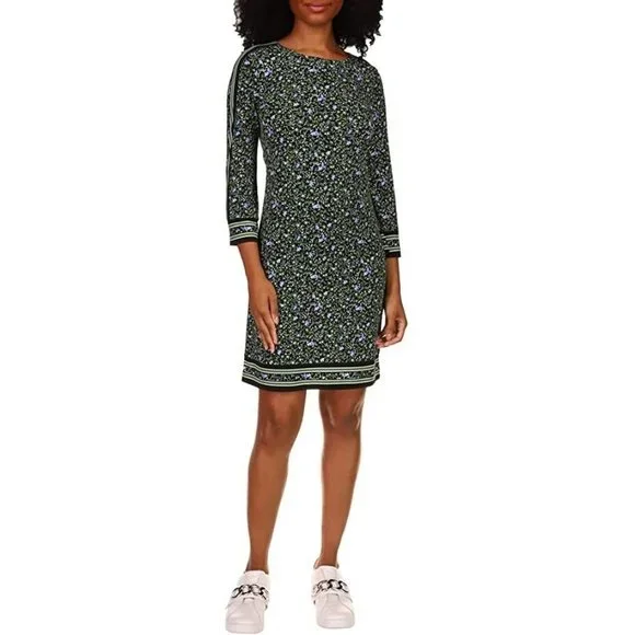 michael kors petite cocktail dresses Michael Michael Kors Petite Perforated Faux Leather Fit Flare Dress Black 2P, Women's